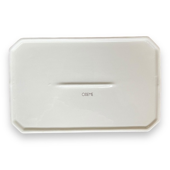 Odeme White Porcelain Catchall and Ring Dish with Geometric Slate Black Edges - Picture 5 of 16